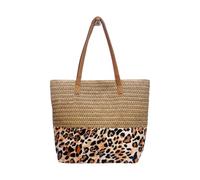 Surwin Strandtasche, Sommer Urlaub Korbtasche | Geflochtene Tasche mit Reißverschluss, Hand-/Schultertasche, Große Strandtasche Damen für Strand, Reisen, Shopping