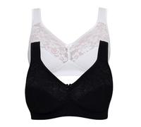 Susa Damen o. Bügel 27931 Bügelloser BH, Mehrfarbig (Weiß/Schwarz 215), 75 E (2er Pack)
