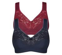 SUSA Baumwoll BH Damen 2er Pack - Basic 27931 - Größe B-E - Bügelloser BH mit Unterbrustband - 3-Geteilte Cups & verstellbare, gepolsterte Träger - Bequemer BH ohne Bügel mit Stützfunktion