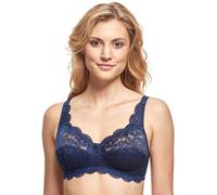 Susa Damen Bügelloser BH Latina 7814 elastische Spitze Blau (Marine 022) 90C