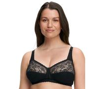 SUSA Damen BH ohne Bügel I Full-Lace 8236 I Spitzen-BH mit 3-geteilten Spitzencups & gefütterter unterer Cuphälfte I Verstellbare Träger & Rückenverschluss I Bequemer BH I Schwarz, 85C