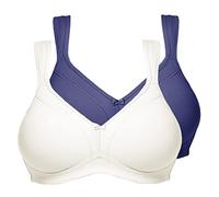 Susa Damen-BH Topsy – 2er Pack ohne Bügel, vorgeformte Cups, hoher Halt – Marine/Champagner 80D