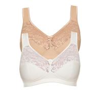 Susa BH Damen Basic 27931 - ohne Bügel, 3-geteilte Cups, verstellbare Träger - 2er Pack