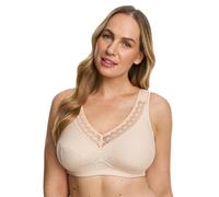 Bügelloser BH SUSA "Print", Damen, Gr. 110, Cup D, pure, beige, Obermaterial: 54% Polyamid, 35% Baumwolle, 11% Elasthan, gemustert, BHs, mit Spitze (12355668-110) pure, beige