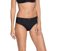 SUSA Slip Damen Capri I Unterwäsche für Frauen mit Bikini Schnittform I Mikrofaser Damen Unterwäsche, elastisch und bequem sitzend I Spitzen Slips I schwarz I GR 44