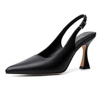 Susanny Slingback Kitten Heels Elegant Elegant Elegant Pumps für Frauen Geschlossene Spitze Zehen Sexy Chunky High Heels Hochzeit Braut Abschlussball Party Kleid Schuhe, Schwarz (Black Pu), 40 EU