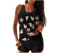 Susenstone Badeanzug Damen Sport Sommer Große Größen Badebekleidung High Waist Swimsuits Sets Bauchweg Elegant Badeanzüge Tankini Oberteil mit Shorts Bescheidene Badekleid für Strand Ferien 2026