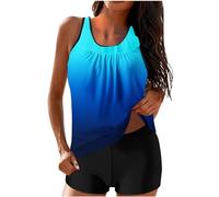 Susenstone Tankinis für Damen Weich Bademode Sexy Swimsuits Push Up Tankini Oberteil mit Badeshorts Sommer Elegant Schwimmanzug Badeanzug Zweiteiler Bikini Set Mode Badeanzüge für Strand Camping