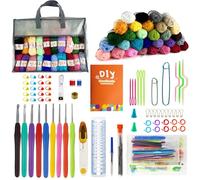 SusggO 104-teiliges Komplettset für Anfänger zum Häkeln Amigurumi-Häkelset - 30 Knäuel Milchbaumwolle Zubehör Häkelnadeln Handbuch Video und Tasche - Komplettset zum Häkeln - DIY-Häkel-Set