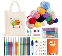 SusggO 73 Stück Häkelset für Anfänger Häkelnadel Set Häkel-Set Komplettes Amigurumi Häkel-Set für Anfänger mit Zubehör, 15 Knäuel Milchbaumwolle, Anleitung und Tragetasche