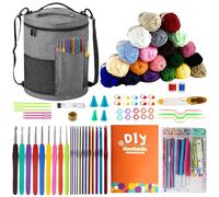 SusggO 81-teiliges Komplettset für Anfänger zum Häkeln Amigurumi-Häkelset - 20 Knäuel Milchbaumwolle Zubehör Häkelnadeln Handbuch Video und Tasche - Komplettset zum Häkeln - DIY-Häkel-Set