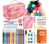 SusggO 96 Stück Häkelset für Anfänger Häkelnadel Set Häkel-Set Komplettes, Amigurumi, Häkel-Set für Anfänger Zubehör - 20 Knäuel Milch-Baumwolle Häkelnadeln Zubehör Handbuch Tasche - Häkelnadel Set