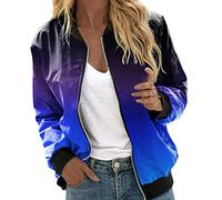 sutelang lurryly Bomberjacke Damen,Leichte Jacke Damen Kurze Blouson Mit Reißverschluss Langarm College Jacke Elegante Blumenmuster Casual Dünne Bomber Jacke Kurz Coat Herbst Frühling Sommerjacke