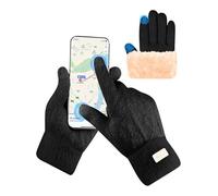 SUTIYO Handschuhe Damen Winter mit Fleece Gefütterte Touchscreen Warme Winterhandschuhe Thermo Strickhandschuhe für Laufen Sport (Schwarz)