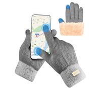 SUTIYO Handschuhe Damen Winter mit Fleece Gefütterte Touchscreen Warme Winterhandschuhe Thermo Strickhandschuhe für Laufen Sport (Grau)