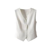 Suvoiier Damen-Anzugweste, lässig, schmal, reduzierte Taille, ärmellos, kurze Weste, für Damen, weiß, 50