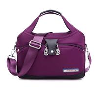 Suweir Umhängetasche Damen Mittelgroß - Wasserabweisende Nylon Handtasche mit vielen Fächern & Breitem Gurt - Leichte Schultertasche & Crossbody Bag für Arbeit, Alltag, Reisen - Violett