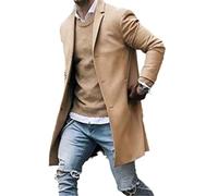 Suwequest Frühling und Herbst, einfarbig, mittellang, schmal, einreihig, modisch, schmaler Trenchcoat, khaki, M