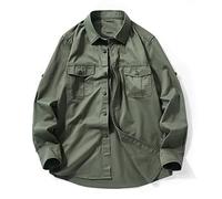 Suwequest Herren Frühling Outdoor Wandern Camping Langarm Baumwolle Shirts Herbst Taktische Hemden, 61a Army En8, XL