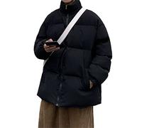 Suwequest Herren Mantel Winterjacke Herren Hip Hop Parkas Schwarz Übergroße Damen Jacken Black M