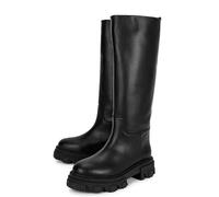 Suwequest Lederstiefel für Damen, kniehohe Stiefel, Plateau-Reitstiefel, dicker Absatz, Herbst, Winter, schwarz, Größe 39