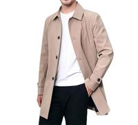 Suwequest Spring Herren-Jacke, lässig, Windbreaker, modisch, lang, Trenchcoat, hübscher Mantel, khaki, L