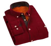 Suwequest Winter Herbst Männer Hemden Cord Langarm Freizeitkleidung Mann Hemd Plus Größe Burgundy Asian 5XL Size 44