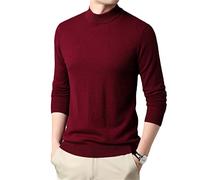 Suwequest Wollpullover Herrenbekleidung Herbst Winter Dicke Warme Stehkragen Pullover Gestrickte Kaschmirpullover Red S