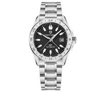 SUZAKU Pagani Design1792 Herren-Business-Armbanduhr, automatisch, Edelstahl, GMT, Saphirglas, 100 m wasserdicht, Kalender(Black)