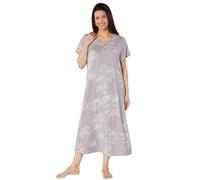Suzy & Me Damen Langes Nachthemd Plus Size Luxus Soft Jersey, Grau Floral, 56-58