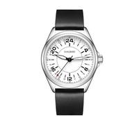 Svalbard Polar GA15 Swiss Quarz Stahl Leder Weiß Pilot 24H Herrenuhr, grau