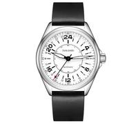 Svalbard Polar GH15 Automatik Stahl Weiß Schwarz Leder 24 Stunden Pilot Herrenuhr, Schwarz , Armband