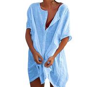 Svanco Strandkleid Damen Sommer Strandkleider Günstig Leichte Strandtunika Baumwolle Bikini Cover Up Große Größen Strandponcho Pareo Strand Shirt