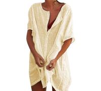 Svanco Strandkleid Damen Sommer Strandkleider Günstig Leichte Strandtunika Baumwolle Bikini Cover Up Große Größen Strandponcho Pareo Strand Shirt
