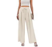 Svanco Weite Stoffhose Damen Sommer High Waist Locker Palazzo Hose Musselin Gerade Leicht Sommerhose mit Gummizug