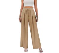 Svanco Weite Stoffhose Damen Sommer High Waist Locker Palazzo Hose Musselin Gerade Leicht Sommerhose mit Gummizug