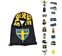 Sverige kläder Schweden Schal - Schwerer & Warmer Fanschal mit Schwedischem Wappen & „Sweden“ Schriftzug - Premium Supporter-Schal aus Acryl & Lycra, 150 × 18 cm
