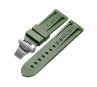 Svincoter 24-mm-Gummi-Uhrenarmband passend for Panerai PAM-Armband, schwarzer Silikongürtel, Faltschließe, Faltschließe, mit Logo, Herrenuhr-Zubehör(Color:Green-Silver)