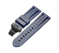 24-mm-Gummi-Uhrenarmband passend for Panerai PAM-Armband, schwarzer Silikongürtel, Faltschließe, Faltschließe, mit Logo, Herrenuhr-Zubehör(Color:Blue-Black)