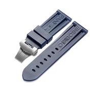 Svincoter 24-mm-Gummi-Uhrenarmband passend for Panerai PAM-Armband, schwarzer Silikongürtel, Faltschließe, Faltschließe, mit Logo, Herrenuhr-Zubehör(Color:Blue-Silver)