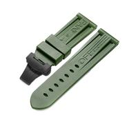 24-mm-Gummi-Uhrenarmband passend for Panerai PAM-Armband, schwarzer Silikongürtel, Faltschließe, Faltschließe, mit Logo, Herrenuhr-Zubehör(Color:Green-Black)
