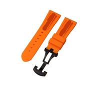 Svincoter 24-mm-Gummi-Uhrenarmband passend for Panerai PAM-Armband, schwarzer Silikongürtel, Faltschließe, Faltschließe, mit Logo, Herrenuhr-Zubehör(Color:Orange-Black)