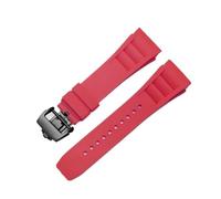 Svincoter 25-20 mm Gummi-Armband, passend for Richard Mille RM011-Serie, Schraubarmband for Herrenuhren(Red-black)