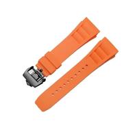 Svincoter 25-20 mm Gummi-Armband, passend for Richard Mille RM011-Serie, Schraubarmband for Herrenuhren(Orange-black)