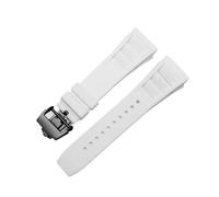 Svincoter 25-20 mm Gummi-Armband, passend for Richard Mille RM011-Serie, Schraubarmband for Herrenuhren(White-black)