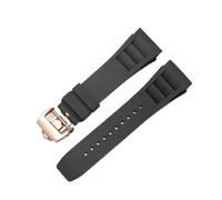 Svincoter 25-20 mm Gummi-Armband, passend for Richard Mille RM011-Serie, Schraubarmband for Herrenuhren(Black-rosegold)