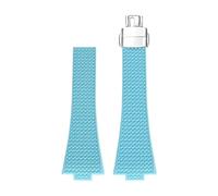 Svincoter Fluorkautschuk-Armband, passend for Tissot PRX-Serie, 35 mm, 40 mm, Butterfly-Schnalle, Schnellverschluss, FKM, Ersatz for Uhrenarmband for Männer und Frauen, 11/12 mm(Light blue,12mm)