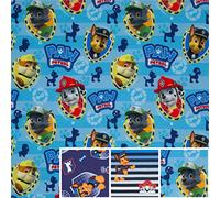 Swafing Paw Patrol Baumwolljersey Stoff für Kinder Coupon (hellblau gestreift, 1,0m)