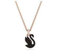 Swan Anhänger, Schwan, Klein, Schwarz, 18K Roségoldbeschichtet OS