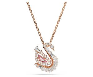 Swan Anhänger, Verschiedene Schliffe, Schwan, Rosa, 18K Roségoldbeschichtet OS